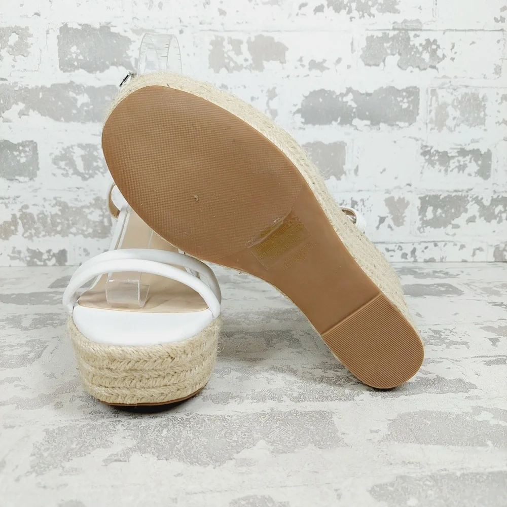 NEW BP White Cohan Espadrille Wedge Strappy Sandals W633 - Picture 8 of 11